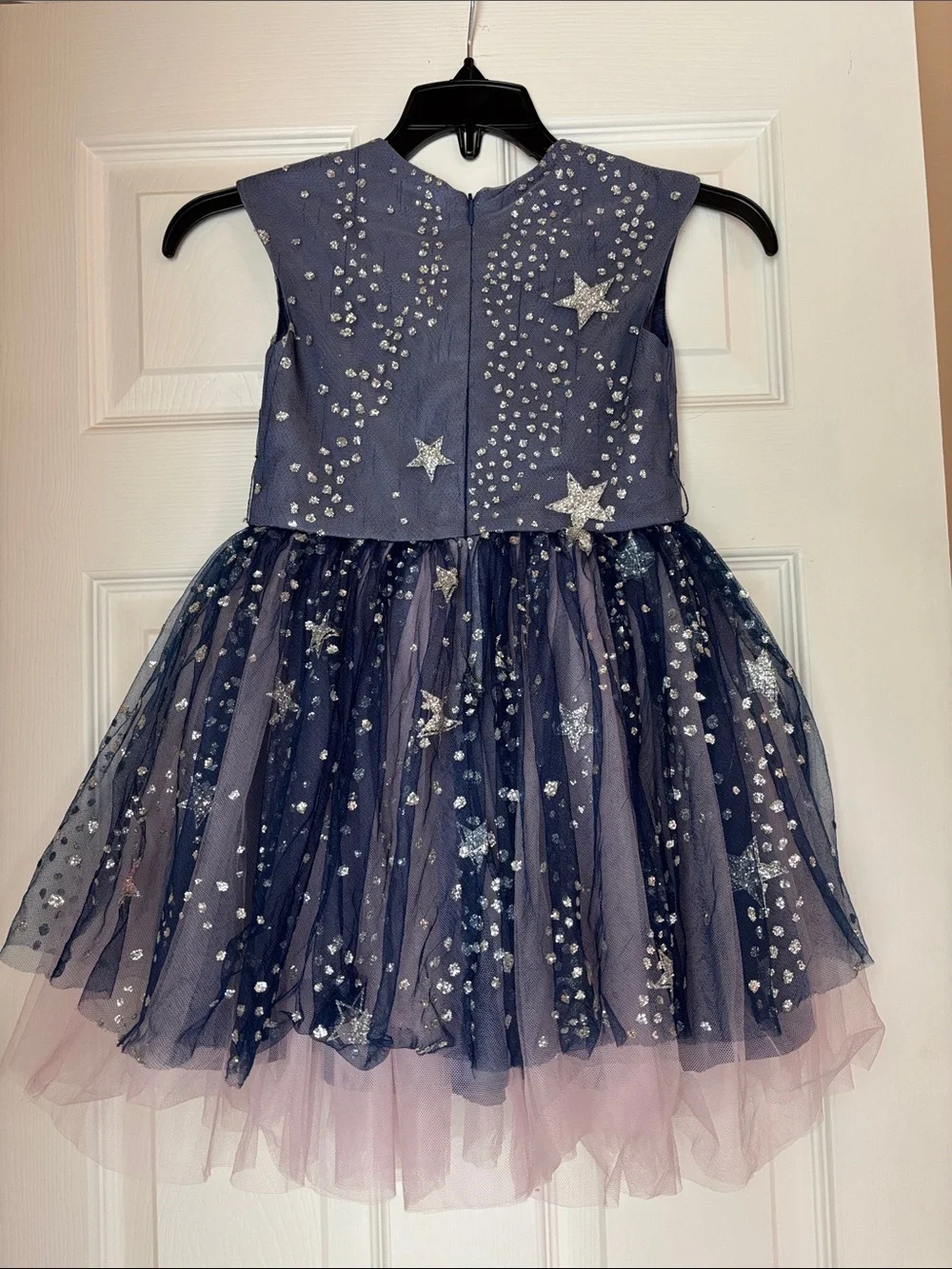 Halabaloo Navy and Silver Star-Embellished Tulle Party Dress - Picture 2 of 5